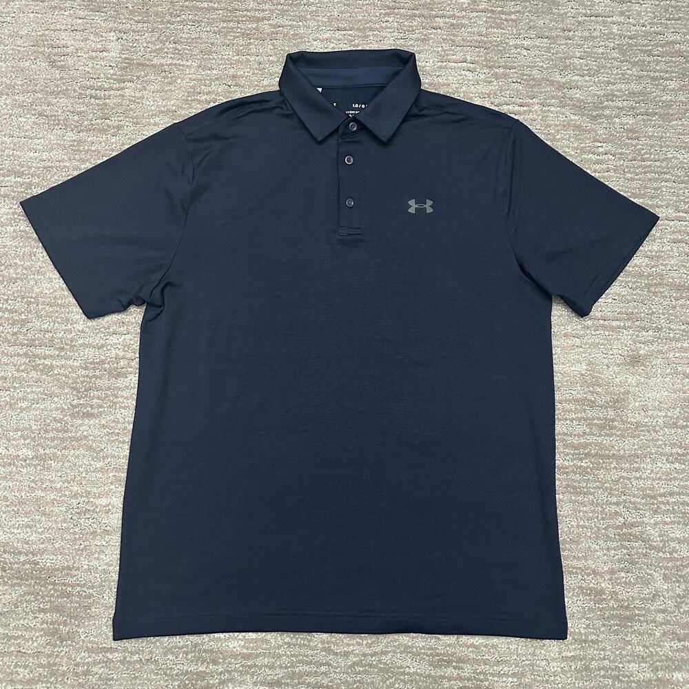 Under Armour Polo Shirt Mens Large Blue Solid The Playoff Golf Performance